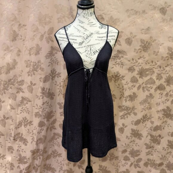 Xhilaration Other - Xhilaration Sheer Tiered Navy Blue Swim Suit Cover Up, Size M, EUC!
